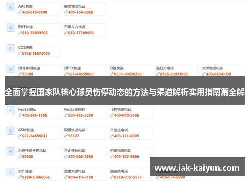 全面掌握国家队核心球员伤停动态的方法与渠道解析实用指南篇全解